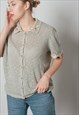 VINTAGE BOXY FIT SHORT SLEEVE EMBROIDERED TOP IN GREEN KNIT 