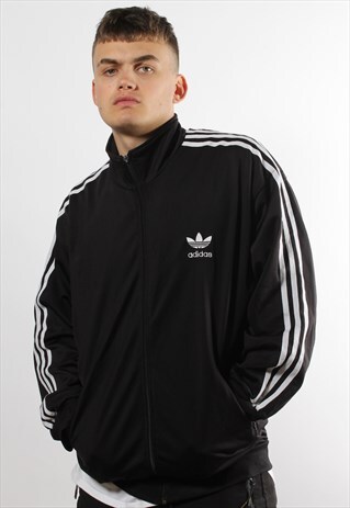 VINTAGE ADIDAS ORIGINALS BLACK FULL ZIP TRACK JACKET