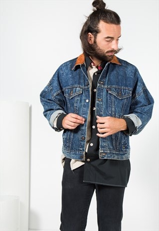VINTAGE 80S LEVI'S CONTRAST COLLAR DENIM JACKET / S0006