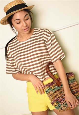 90'S RETRO NAUTICAL STRIPED PARIS CHIC CROP TOP