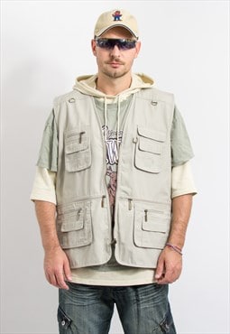 Vintage 90's Fishing utility vest cargo hunting jacket men 