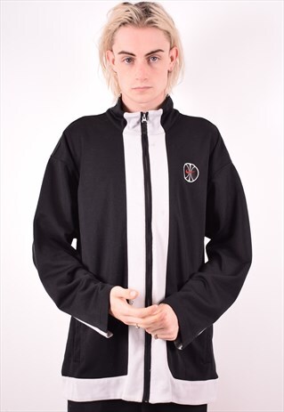 NIKE MENS VINTAGE TRACKSUIT TOP JACKET LARGE BLACK 90S