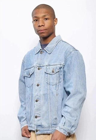 VINTAGE TRUSSARDI WASHED DENIM JACKET BLUE
