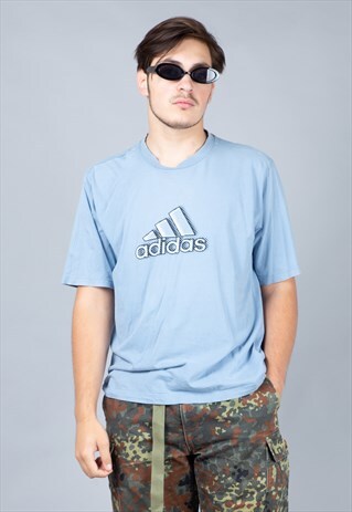 BLUE ADIDAS TEE WITH BIG LOGO