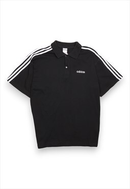 Adidas black striped polo style short sleeved top