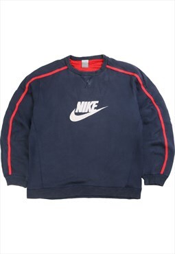 Vintage  Nike Sweatshirt Swoosh Heavyweight Crewneck Navy