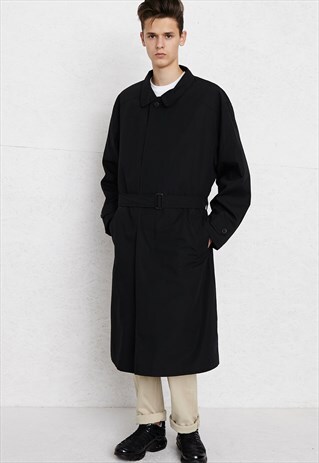 VINTAGE BLACK LONG TRENCH COAT