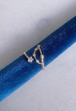 adjustable gold capricorn star sign constellation ring