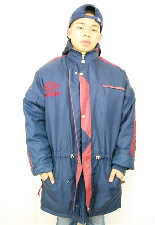 UMBRO FLEECE LINED MEN'S PUFFER COAT (1990'S/BROWN)