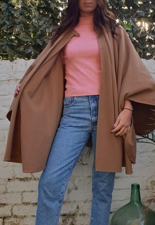 VINTAGE 80S CAMEL WOOL CAPE