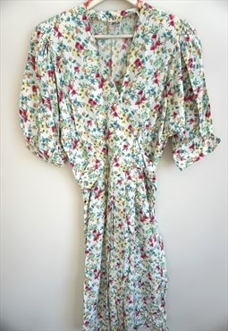 Vintage Floral Dress Summer flowers Short sleeves Midi 