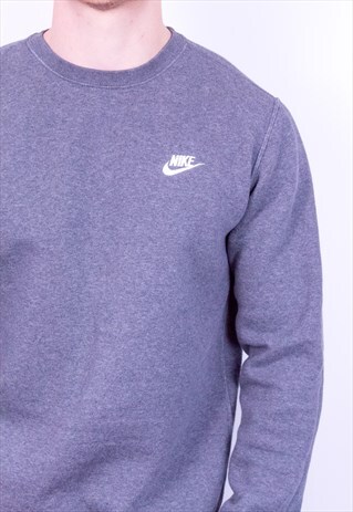 VINTAGE 90S NIKE SPELL OUT SWOOSH SWEATSHIRT GREY MEDIUM