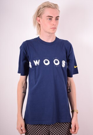 NIKE MENS VINTAGE T-SHIRT TOP MEDIUM BLUE 90S