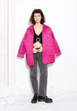 90s grunge y2k vintage pink wave quilted lightweight jacket