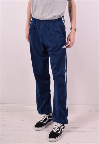 ADIDAS MENS VINTAGE TRACKSUIT TROUSERS LARGE NAVY BLUE 90S