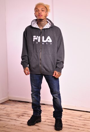 VINTAGE FILA 90S RETRO ZIP UP SPELLOUT HOODIE