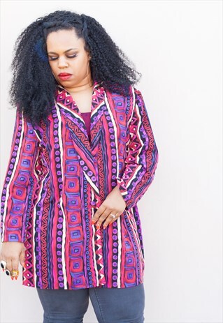 VINTAGE 80S ABSTRACT PRINT OVERSIZED BLAZER