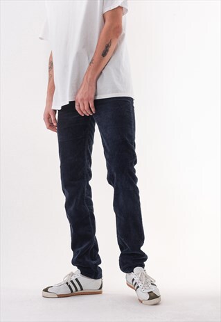 VINTAGE LEVIS CORDUROY DENIM PANTS TROUSERS 90S NAVY BLUE