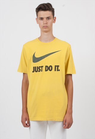 90S VINTAGE YELLOW NIKE LOGO CREW NECK T-SHIRT