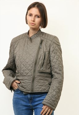 Burberry Quilted Gray Zip Fastens Bomber Jacket 4148