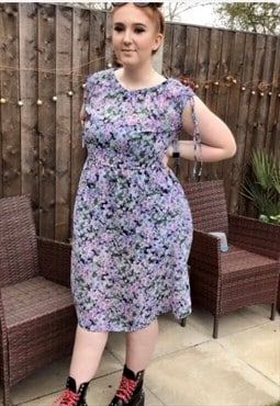 90s fit and flare floaty floral sheer boho dress 