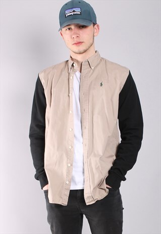 VINTAGE RALPH LAUREN REWORKED SHIRT WITH SWEATSHIRT SLEEVES