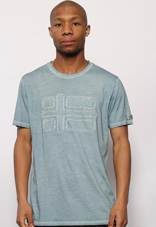 VINTAGE NAPAPIJRI FLAG LOGO T-SHIRT BLUE