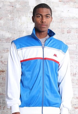 VINTAGE KAPPA LOGO TRACK JACKET BLUE WHITE RED