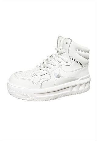 Chunky sole hightops 3D sneakers platform skater shoes white