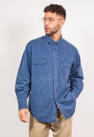 VINTAGE LEVIS WORKWEAR SHIRT THICK CANVAS COTTON