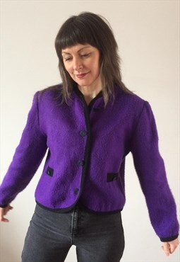Vintage 80s Purple & Black Cardigan