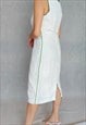 VINTAGE WHITE GLOSSY SLEEVELESS TRACHTEN DRESS, MEDIUM SIZE