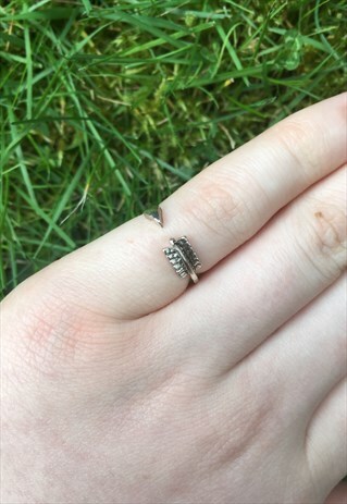 WOMENS BOHO TURQUOISE SILVER COLOUR ARROW AZTEC RING