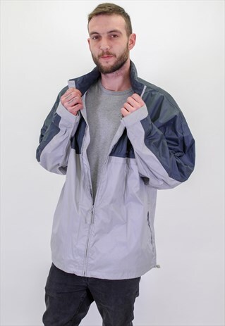 VINTAGE ADIDAS WINDBREAKER JACKET IN GREY XXL