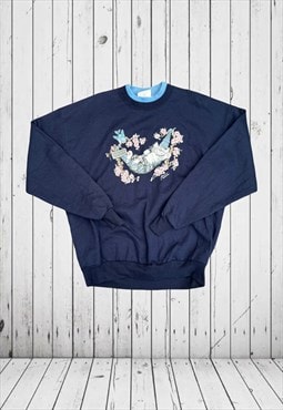 vintage blue cat bird morning sun sweatshirt