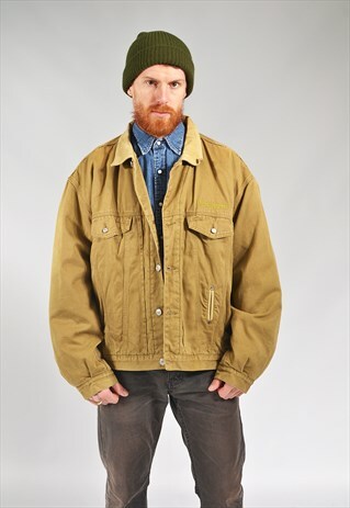 VINTAGE DIESEL LEATHER COLLAR DENIM JACKET