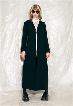 Vintage Coat 90s Long Maxi Rave Overcoat in Black