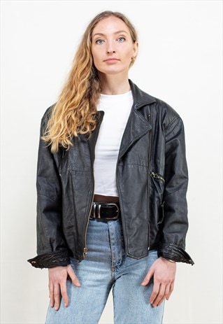 80s black leather jacket