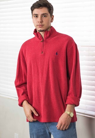 VINTAGE POLO RALPH LAUREN 1/4 ZIP JUMPER LOGO 90S XXL 22.1
