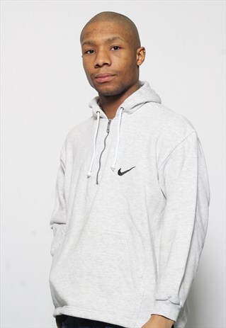 VINTAGE NIKE 1/4 ZIP LOGO HOODIE GREY