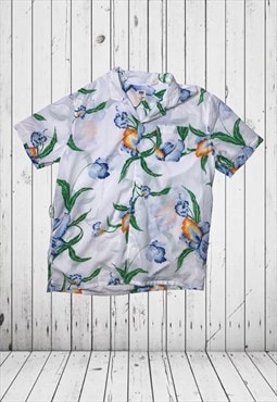 white levi strauss hawaiian floral summer shirt 