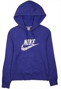 Vintage 90's Nike Hoodie Spellout Center Middle Swoosh Blue