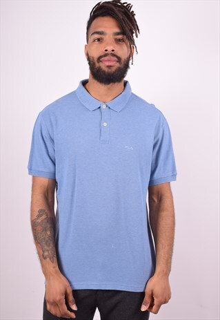 FILA MENS VINTAGE POLO SHIRT LARGE BLUE 90S