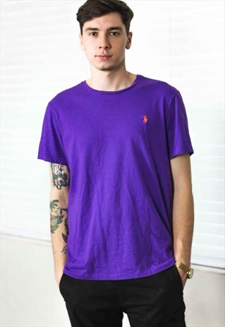VINTAGE RALPH LAUREN T-SHIRT LOGO 90S L 5.8