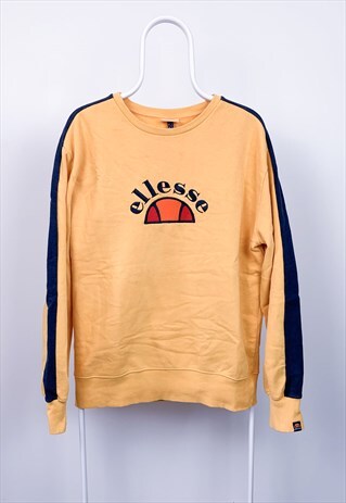 VINTAGE ELLESSE SWEATSHIRT SPELL OUT EMBROIDERED YELLOW L