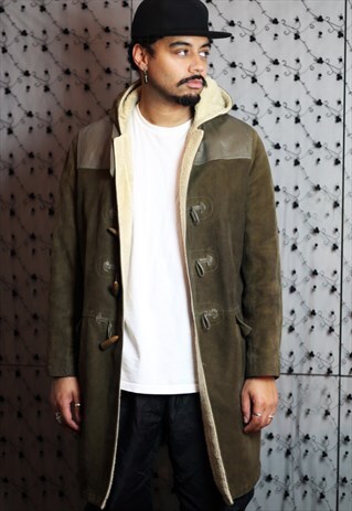 70S RARE IAN MANKIN FOR AUSTIN REED HOODED SHEARLING COAT