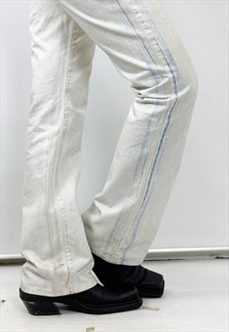 Vintage y2k flared wet style stretchy white jeans 