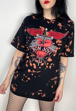 BON JOVI customised bleached Band Shirt size medium