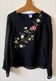 VINTAGE Y2K 90S RENE DERHY FLORAL EMBROIDERY BLOUSE TOP 