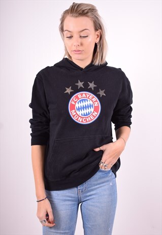 WOMENS VINTAGE HOODIE JUMPER XL BLACK 90'S